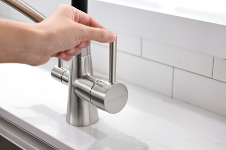 Смеситель для кухни Paulmark SIEGEN Si213111-BS на мойку нержавеющая сталь